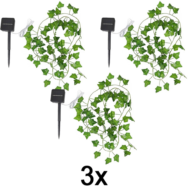 3x Solární světýlka s umělými listy břečťanu (5 m) | LEAFGLO