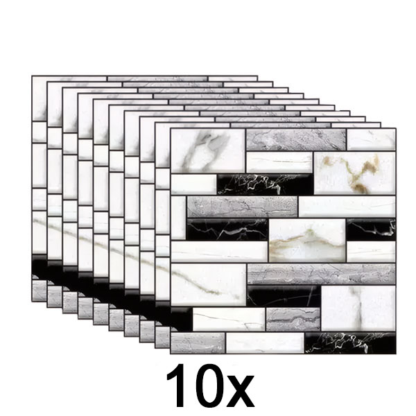 1x 3D samolepky na zeď s mramorovým vzhledem (10 ks) | MARBLEBLOCKS