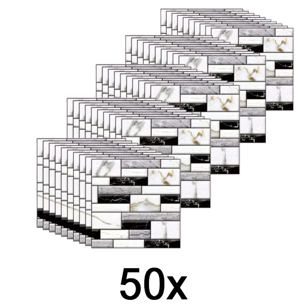 5x 3D samolepky na zeď s mramorovým vzhledem (10 ks) | MARBLEBLOCKS